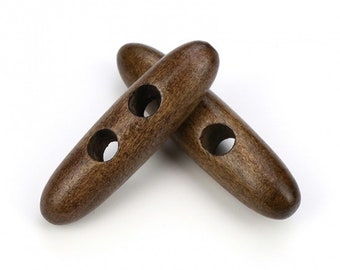 Toggle Wooden Buttons - Light Brown Finish - 5cm - Wood Toggle Button 252