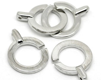 2 Silver Toggle Clasps - 5.2cm x 2.4cm (2"x1") -  Silver Toggle Clasp for Leather Cord or Bracelet (18864)
