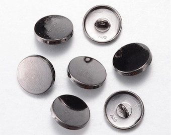 Gunmetal Finish Metal Buttons Shank 15mm In Diameter (1/2" Inch) - Gunmetal Tone Shank Button (05b)