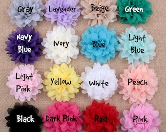 PURPLE - Large Chiffon Flowers - 4 Inch - Wedding Chiffon Petal Flowers - Headband Fabric Chiffon Flowers - Chiffon Puff Flower