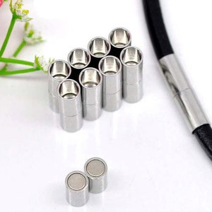 2 Magnetic Clasps - Silver Finish - 20mm x 5mm -  Silver Clasp for Leather (08675)