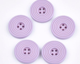 Lavender Wooden Button - 25mm (1 Inch) - Circle Pattern - 4 Hole - Lilac Wood Buttons (002d)