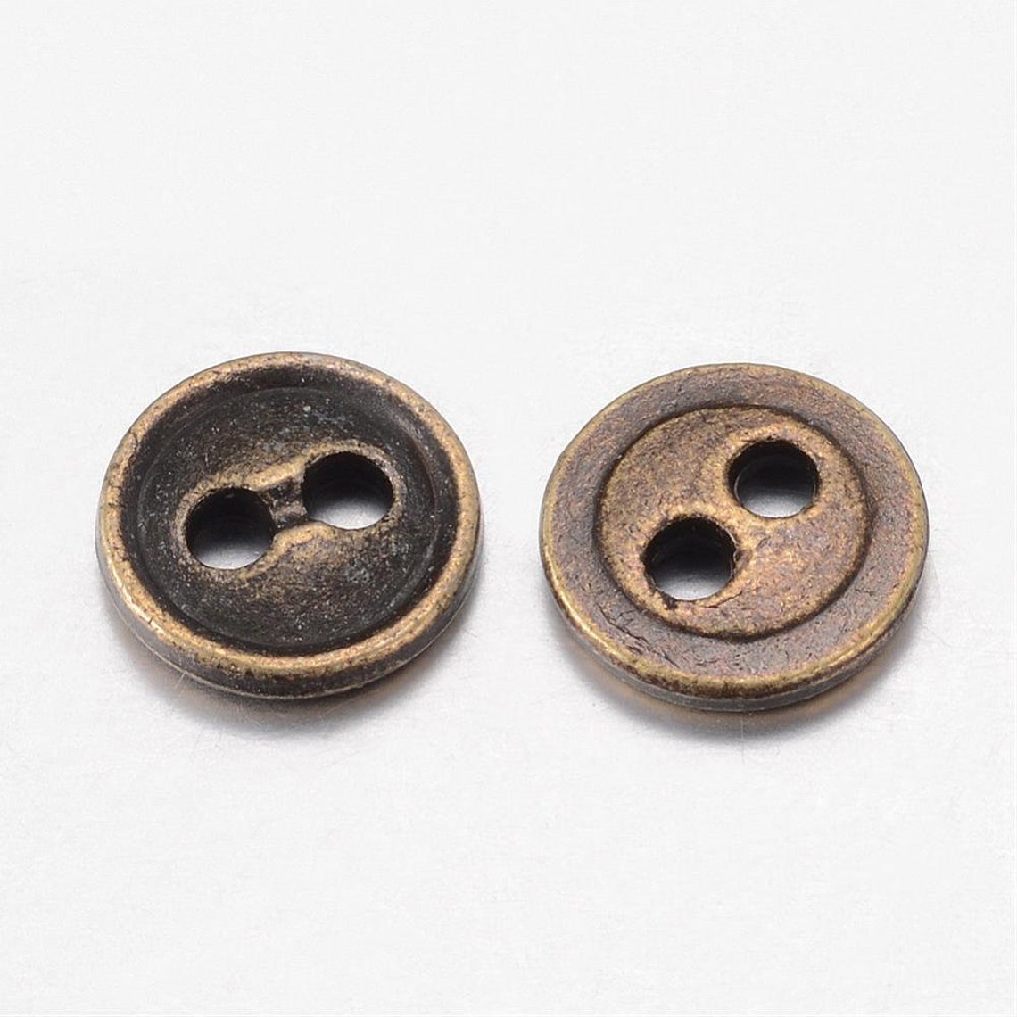 Bronze Round Buttons 15mm Hole: 1.5mm 2 Hole Metal Button - Etsy
