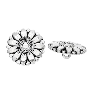 5 Antiqued Silver or Gold Metal Buttons 18mm Round - Shank Silver or Gold Button (40385)