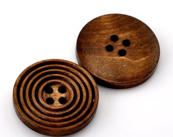 Chestnut brown wooden buttons - 20mm - approx. 3/4 inch - 4 hole - wood button (981)