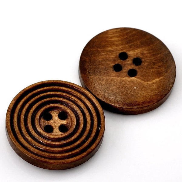 Chestnut brown wooden buttons - 20mm - approx. 3/4 inch - 4 hole - wood button (981)