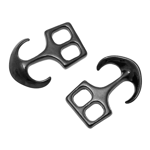 Gunmetal Anchor Clasp Connector - Black - 23mm x 16mm (7/8" x  5/8") - Black Anchor Clasp for Leather - Clasps for Leather Finding (74890)