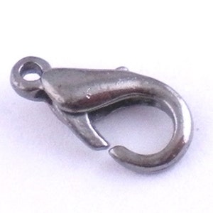 100 Gunmetal Lobster Clasps - 12mm x 6mm - Parrot Clasp Gunmetal  (01666)