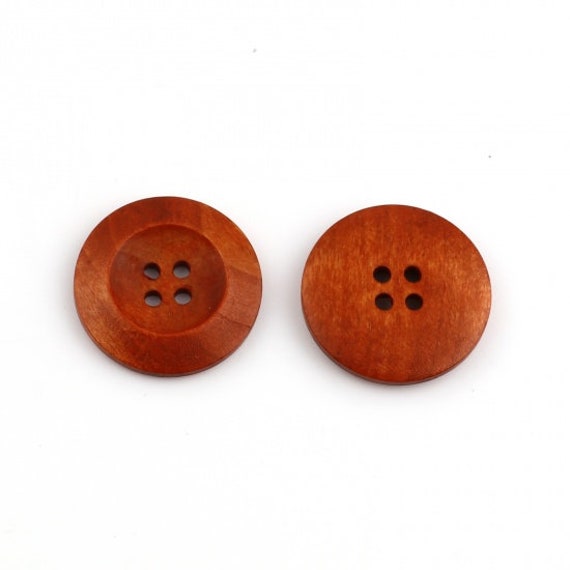 Dark Brown Coffee Wooden Buttons - 30mm (Approx. 1 1/8'' inch) - 2 Hole -  Wood B