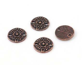 Koperen verbindingsbedel - Antiek koperen bedel - Tribal verbindingsstuk - 11 mm (B0135614)