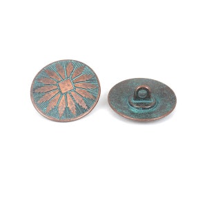 Metal Shank Sewing Buttons - Antique Copper Patina - 25mm X 22mm ...