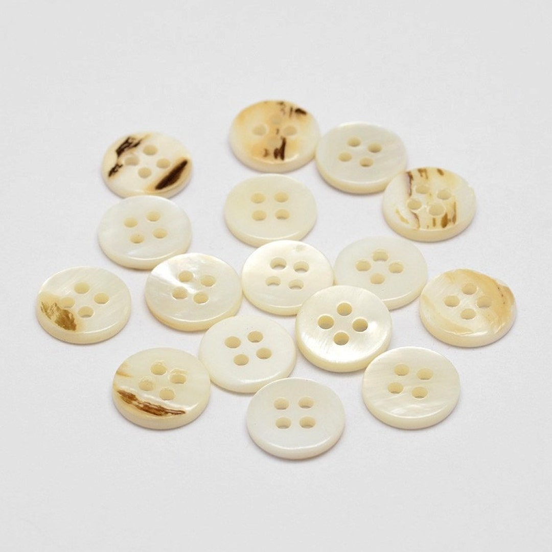 Shell Button Flat Shell Buttons - 11mm X 2mm - 4 Hole - Flat Natural Shell Buttons - Hole ...