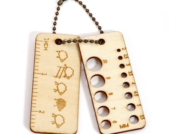 Knitting Needle Gauge - Natural Wood Ruler - Measuring Tool (G571663)