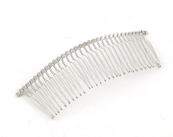 5 Wide Silver Hair Combs - Lead and Nickel Safe - Wedding Bridal Comb -  11.5cm  x 4cm  (4 1/2&quot; x 1 5/8&quot;) - Hair Clip Accessories  (0116210