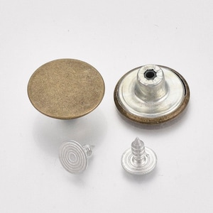 Antieke Bronzen Metalen Jean Tacks - Jean Buttons - 17mm X 8mm - Metaal - Schroef terug - Geen naai (01ab)