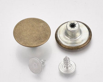 Antique Bronze Metal Jean Tacks - Jean Buttons - 17mm X 8mm - Metal - Screw Back - No Sew (01ab)