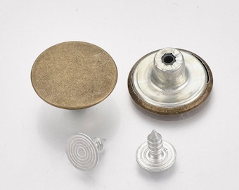 Antique Bronze Metal Jean Tacks - Boutons Jean - 17mm X 8mm - Métal - Dos vissé - Pas de couture (01ab)