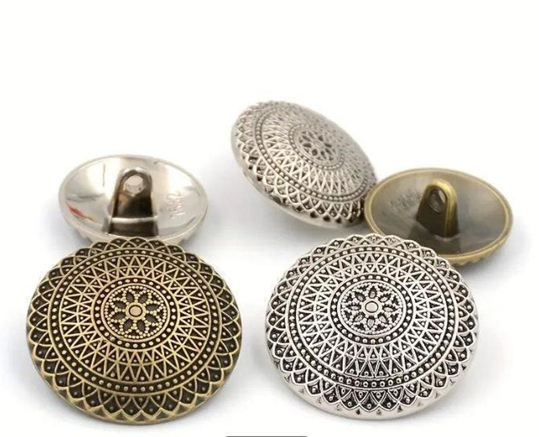 Antique Bronze or Silver Metal Button - Jackets or Coats - Shank Style ...