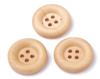 Natural wooden buttons - 23mm (7/8 inch)  - 4 hole - wood button (s040-39)