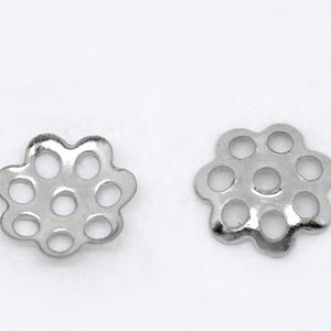 00858 Lead Nickel Safe 6mm Fits 8mm to 14mm Beads 100 Silver Bead Caps