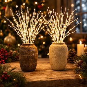 White Birch Branch LED Lights Battery Operated Christmas Twig Lights Winter Home Decor Wedding Table Centerpiece Branch Only