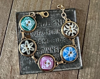 Multi Button China Stencil Bracelet Colorful