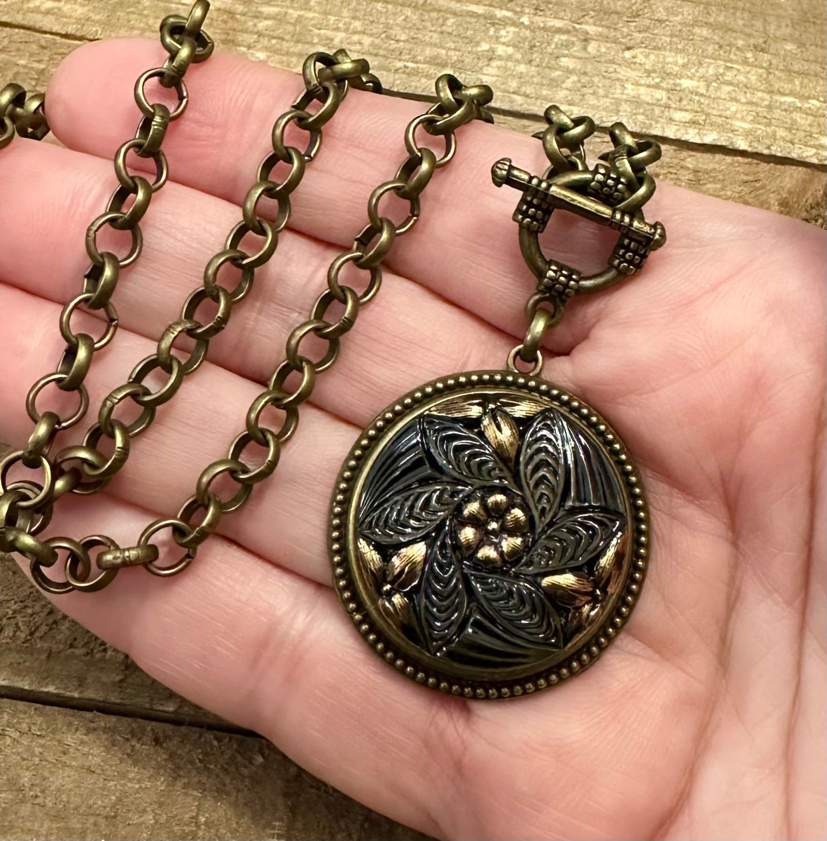 Large Vintage Blue and Gold Repurposed Louis Vuitton Charm Necklace – Old  Soul Vintage Jewelry