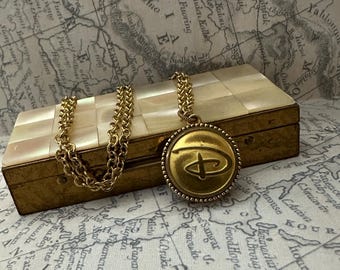 Vintage Upcycled Disney Uniform Button Necklace Goldtone