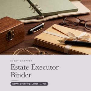 Estate Executor Binder Printable: Probate Tracker, Asset Inventory and First Year Checklist