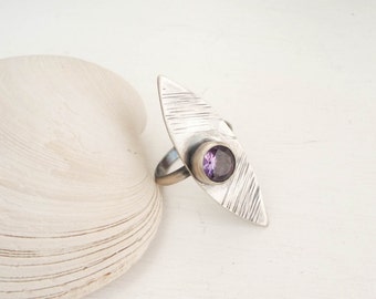 Handmade Alexandrite Oxidized Ring - Size 7 1/4 in stock - Ready to ship - Sterling Silver Ring - Handmade Ring