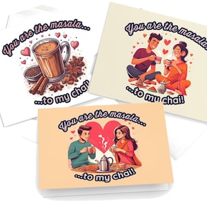 Valentijnsdag wenskaart! | "Jij bent de Masala...voor mijn Chai!" | Romantische kaarten voor je geliefde! | Indiase kaarten | Indiase woordspelingen