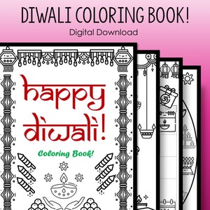 Diwali Coloring Book! | Fun for all ages with Diwali Coloring Pages! | Digital, Printable in PDF, JPG, PNG | 10 pages, 8.5&quot; x 11&quot;