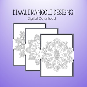 Diwali Rangoli Coloring Book! | Fun for all ages with Diwali Rangoli Coloring Pages! | Digital, Printable in PDF | 10 pages, 8.5&quot; x 11&quot;