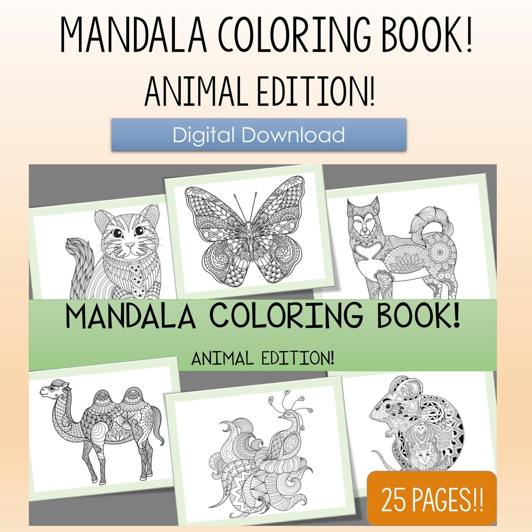 Animal Mandala Coloring Book! | 25 Printable Pages (PDF Digital ...