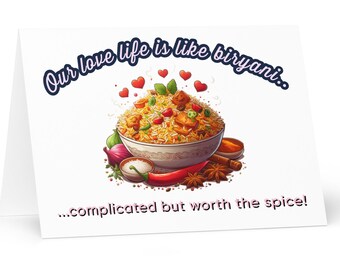 Valentine's Day Greeting card! | "Our Love Life is like Biryani..." | Romantic Cards for your loved one! | Indian Cards | Indian Puns