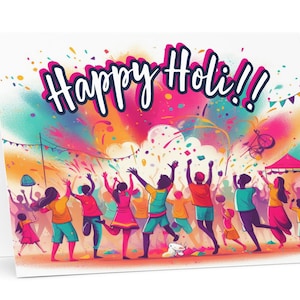 Carte de voeux Holi ! | Joyeuses fêtes de fin d'année ! | Salutation Holi | Cartes indiennes | Fête indienne Holi | Fête indienne