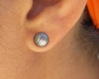 Nature silver earrings, Leaf stamp Earrings, Silver Ear Studs, Unisex Jewelry, Leaf Imprint Earrings , Leaf imprint Studs, Round earrings