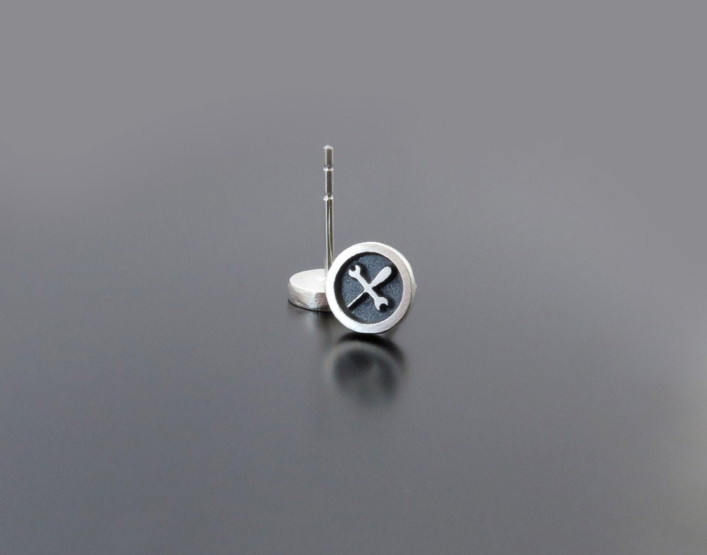 Silver Wrench and Screwdriver Earrings Mens Earring Posts Etsy Israel