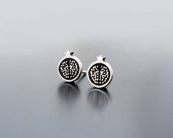 Pomegranate Earrings, earring posts, silver posts, silver earrings, Circle Studs, Pomegranate Jewelry, stud earrings for women, silver 925