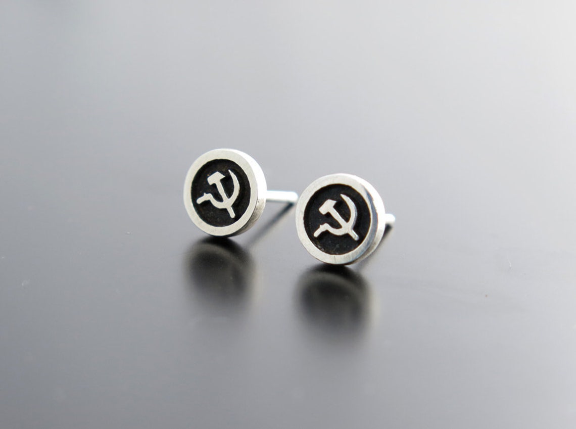 Hammer and Sickle Earrings Soviet Union Jewelry Silver Etsy