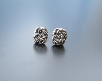 Knot earrings, knot earrings studs, silver rope earrings, tiny knots, Knot shaped earrings, Rope earrings, Knot studs, unusual studs