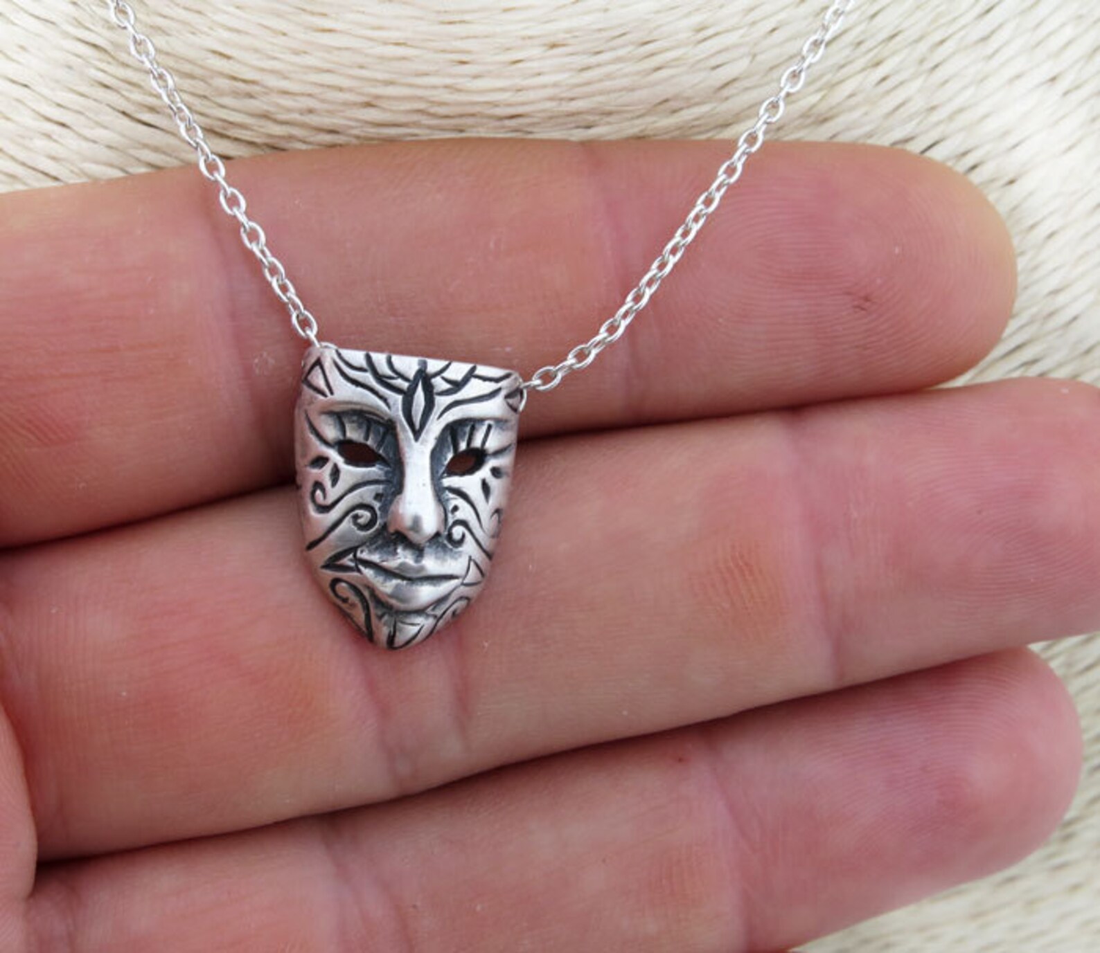 Decorative Mask pendant Silver mask sterling Etsy