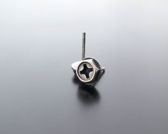 Sterling Silver Phillips Screw Earrings, Tiny Computer Bolt Studs, Industrial Geek Jewelry, Unique Gift for Engineer, Minimalist 925 Studs