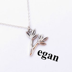 Vegan pendentif, argent 925, bijoux faits main, végétarien pendentif, collier végétarien, végétalien collier, lettre V