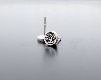 silver earrings stud, silver posts, studs, ear studs, silver ear ring, silver earrings, Round Circle Studs, tree, roots