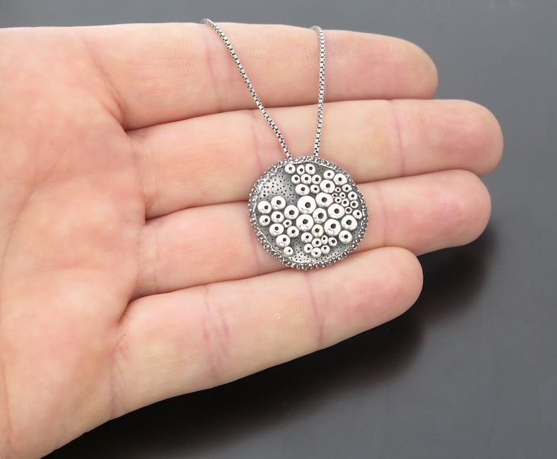 Silver cluster pendant, cluster necklace, bubble pendant necklace, bubble cluster, silver balls necklace, abundance silver necklace image 5