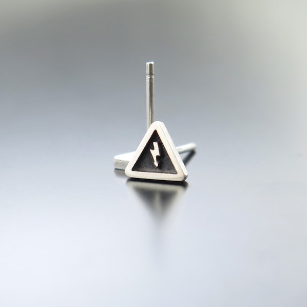 electricity earrings, triangle earring posts, electricity studs, electric jewelry, Triangle Studs, Gift for electrician