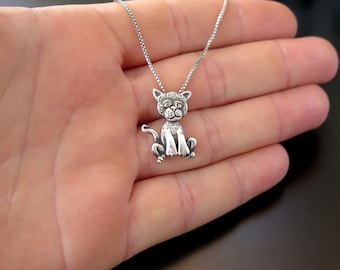 cat pendant, cat pendant silver, cat fine jewelry, cat pendant sterling silver, cat jewelry, cat themed jewelry, cat lovers jewelry,handmade