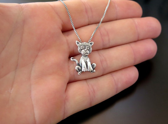 Cat Pendant Cat Pendant Silver Cat Fine Jewelry Cat Pendant Sterling Silver Cat Jewelry Cat Themed Jewelry Cat Lovers Jewelry handmade Etsy Canada