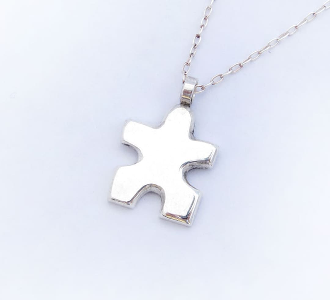 Autism Awareness Necklace Sterling Silver, Puzzle Piece Pendant, Autism ...